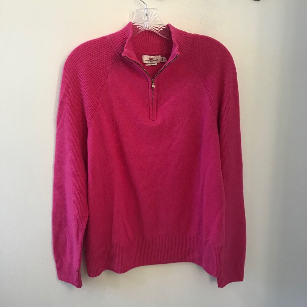 Vineyard Vines fuchsia 3/4 zip sweater